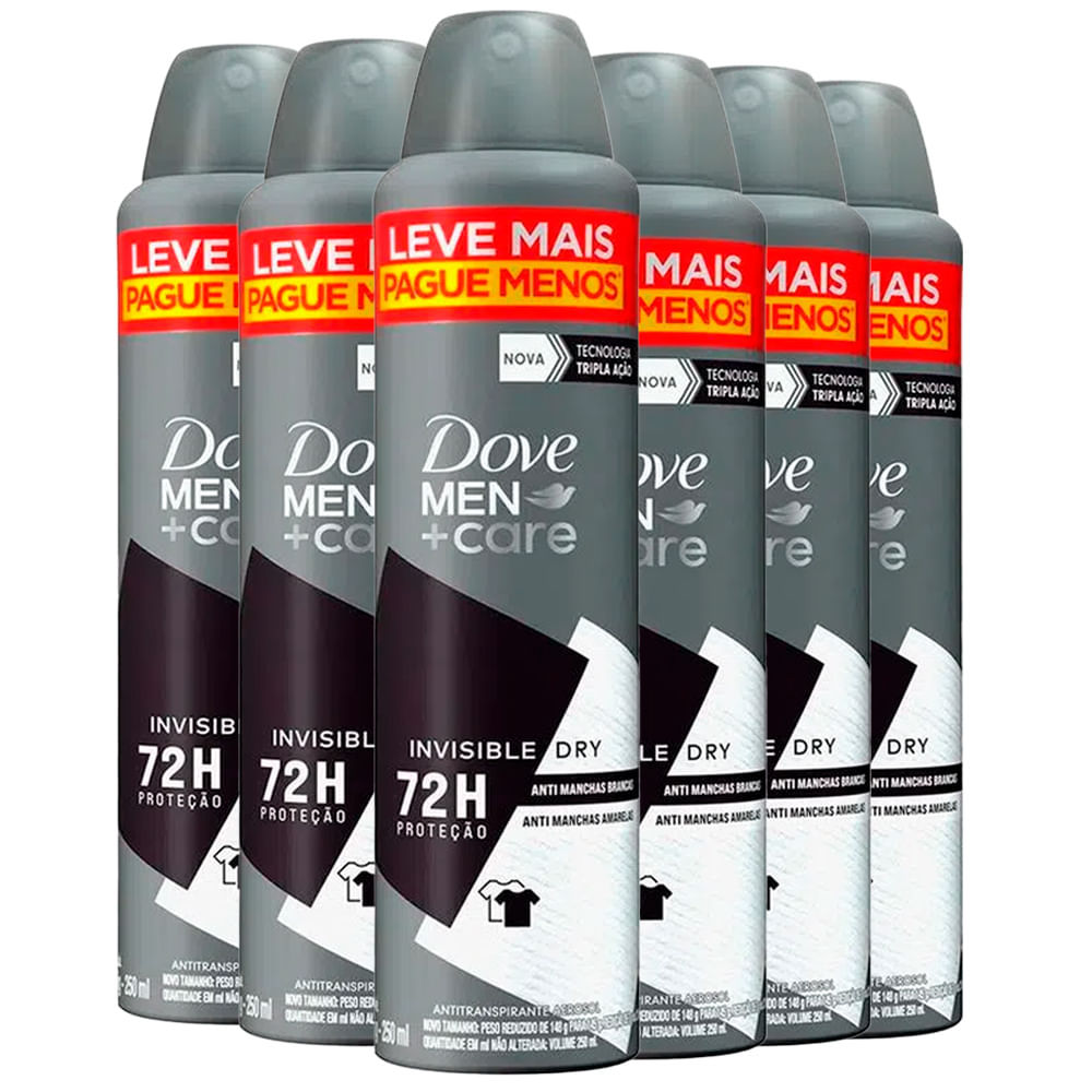 Kit Desodorante Aerosol Dove Men Invisible Dry 250ml C/6 Unidades Kit Desodorante Aerosol Dove Men Invisible Dry 250ml C/6 Unidades