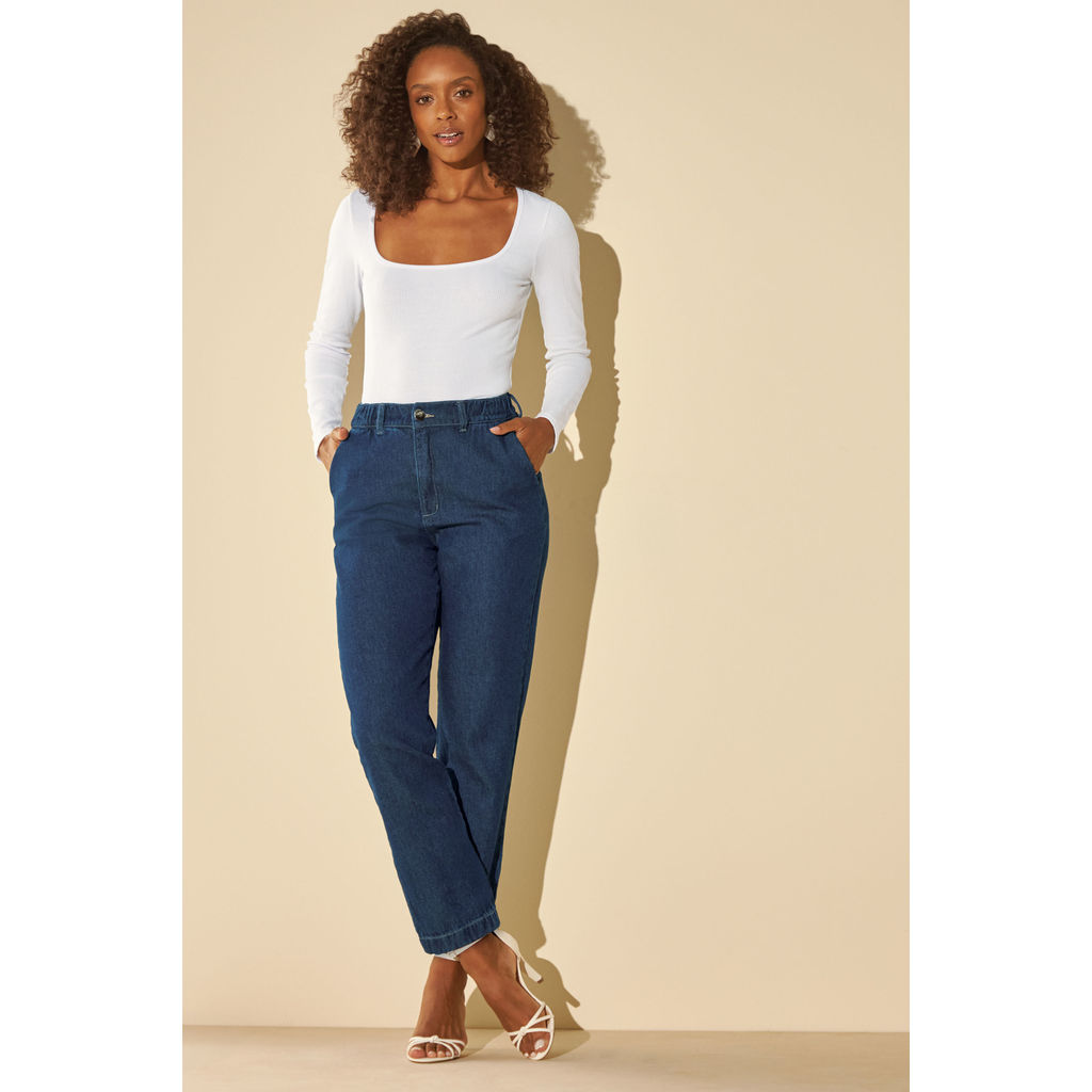 Calça Jeans Feminina Slouchy Marialícia Azul Calça Jeans Feminina Slouchy Marialícia Azul