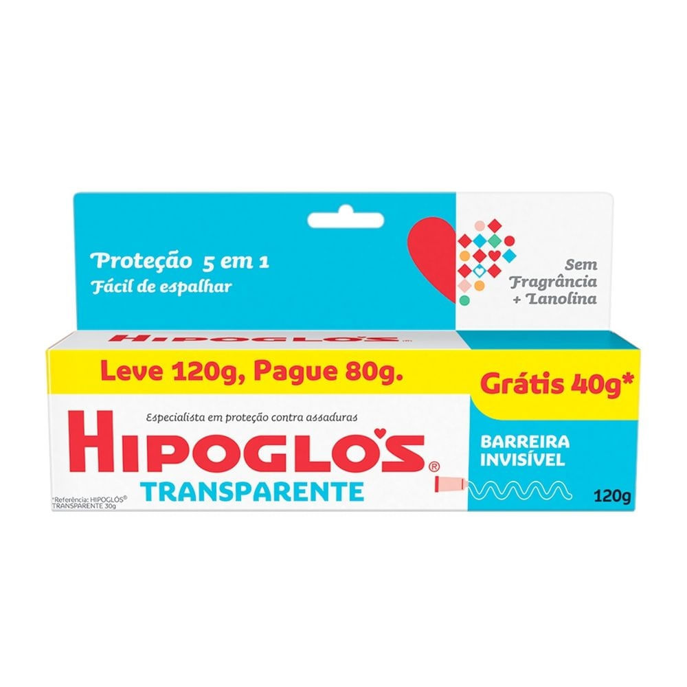 Hipoglós Transparente Pomada Contra Assadura Leve 120g e Pague 80g Hipoglós Transparente Pomada Contra Assadura Leve 120g e Pague 80g