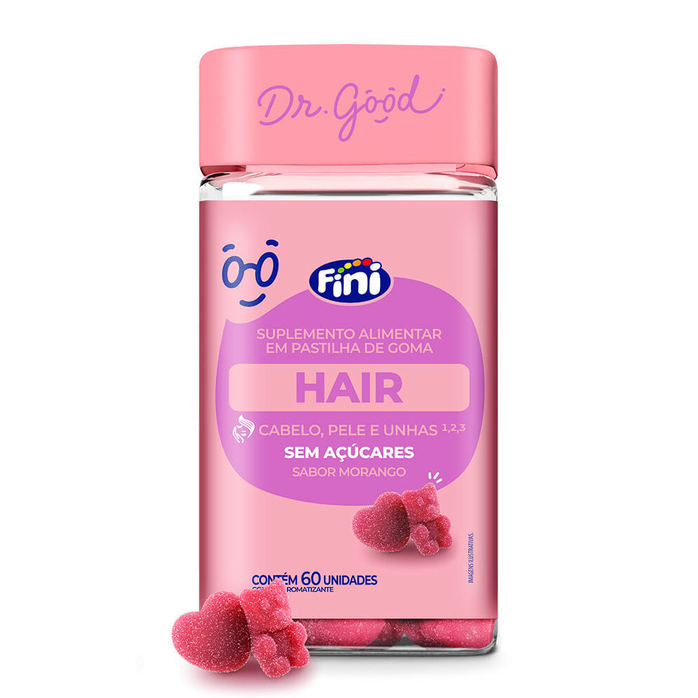 Dr Good Hair Fini Cabelo Pele e Unhas Sem Açúcar Sabor Morango 60 Unidades Dr Good Hair Fini Cabelo Pele e Unhas Sem Açúcar Sabor Morango 60 Unidades