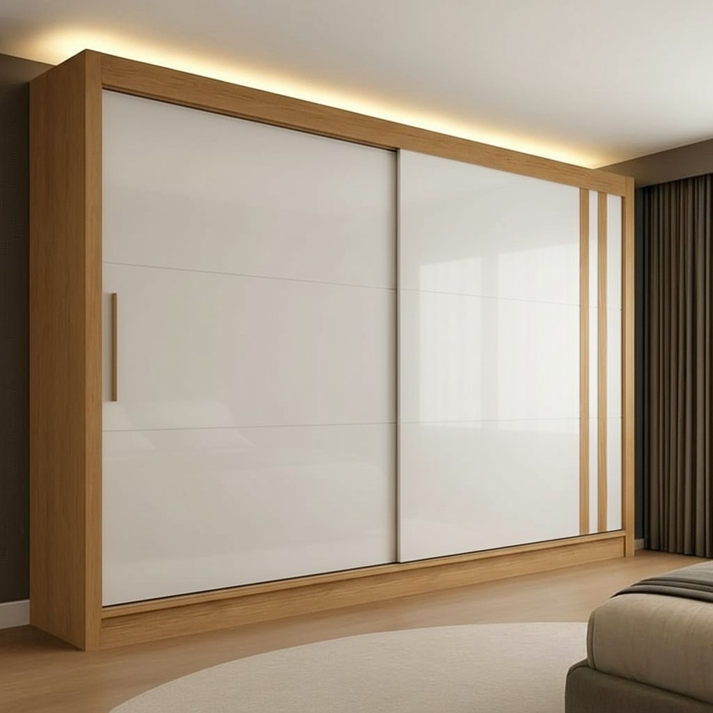 Guarda Roupa Casal 100% MDF Toquio 2 Portas de Correr 4 Gavetas Espresso Móveis Freijó/Off White Guarda Roupa Casal 100% MDF Toquio 2 Portas de Correr 4 Gavetas Espresso Móveis Freijó/Off White