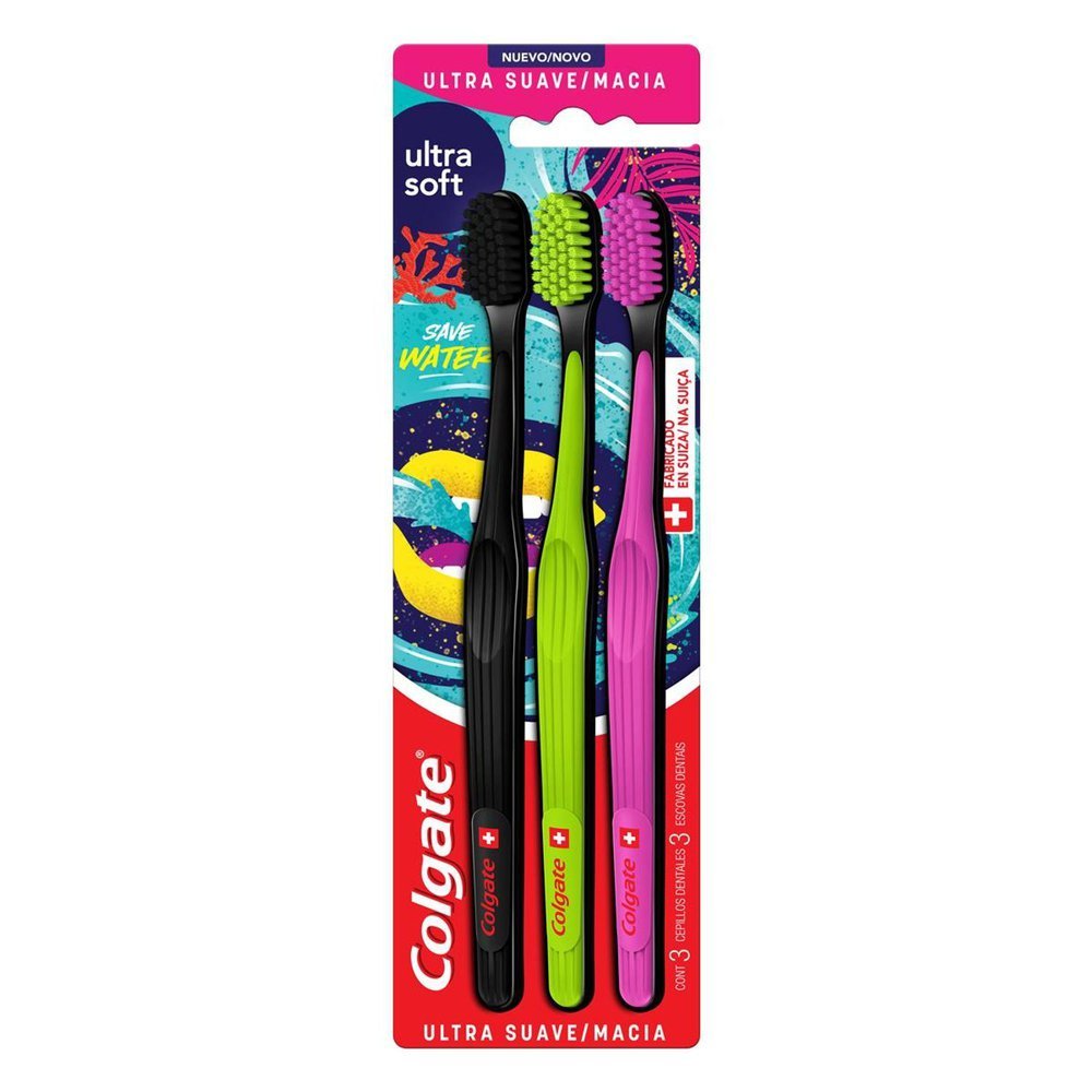 Escova Dental Colgate Ultra Soft Macia Cores Sortidas 3 Unidades Escova Dental Colgate Ultra Soft Macia Cores Sortidas 3 Unidades