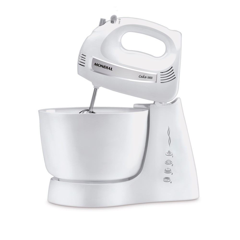 Batedeira 500 watts 4 velocidades branca Cake – B-50-W – Mondial Batedeira 500 watts 4 velocidades branca Cake – B-50-W – Mondial