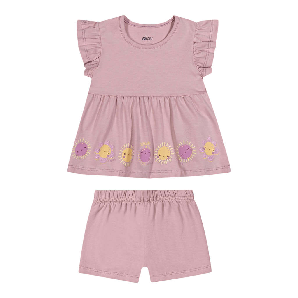 Conjunto Curto Bebê Menina Solzinho Elian Rosa Conjunto Curto Bebê Menina Solzinho Elian Rosa