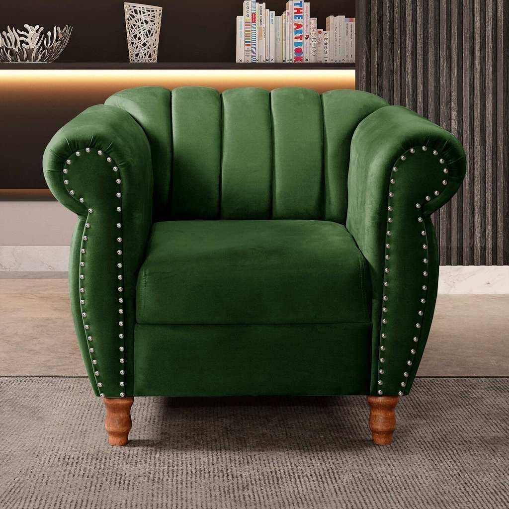 Poltrona Realeza Chesterfield Cadeira Vintage Decoração Retrô Verde Poltrona Realeza Chesterfield Cadeira Vintage Decoração Retrô Verde