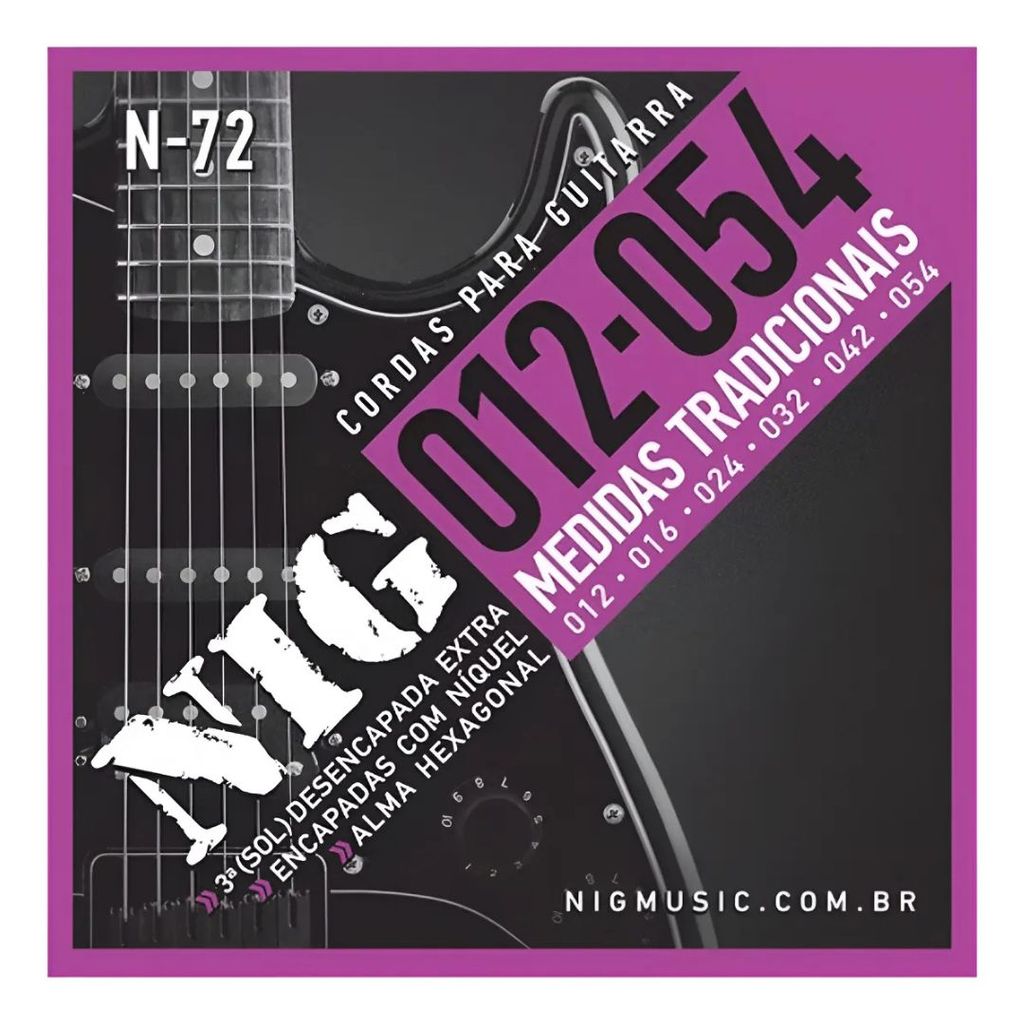 Encordoamento Para Guitarra 6 Cordas Niqueladas N-72 – Nig Encordoamento Para Guitarra 6 Cordas Niqueladas N-72 – Nig