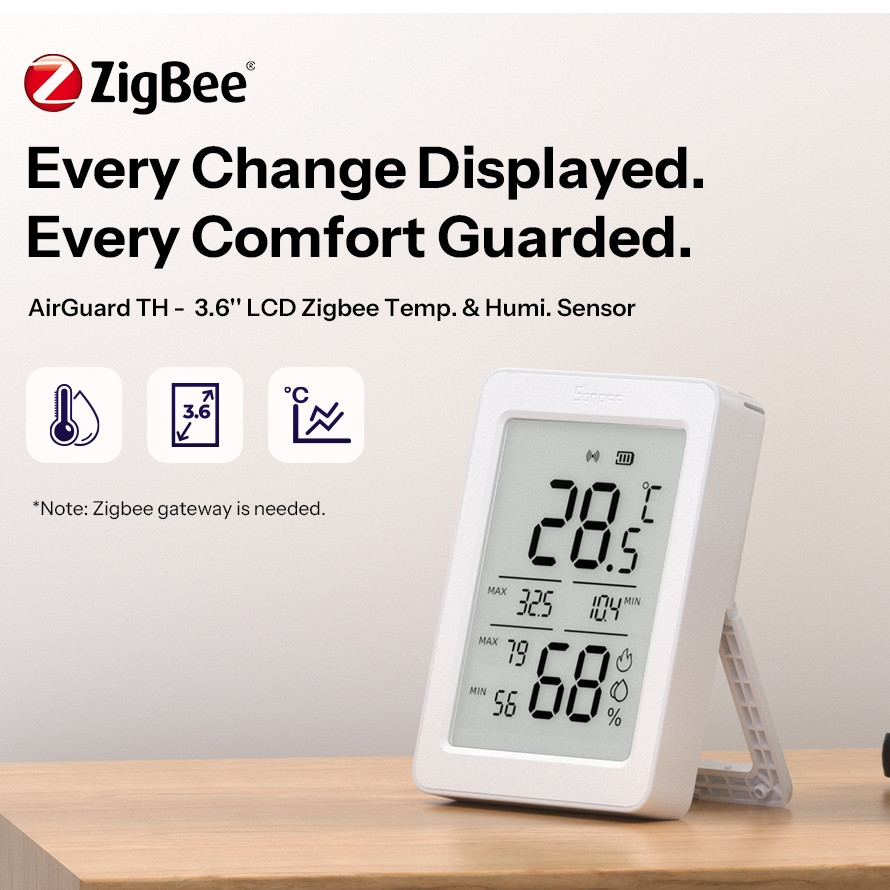 SONOFF SNZB-02DR2 AirGuard TH 3.6’LCD Zigbee Temperatura Umidade Sensor Monitoramento De Aplicativo Automação De Cena In SONOFF SNZB-02DR2 AirGuard TH 3.6’LCD Zigbee Temperatura Umidade Sensor Monitoramento De Aplicativo Automação De Cena In