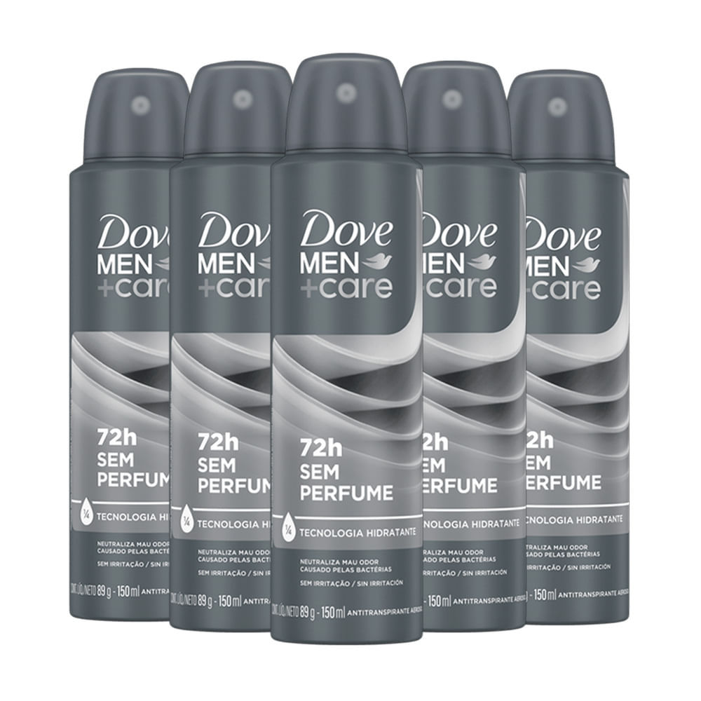 Kit Desodorante Aerosol Dove Men Sem Perfume 150ml – 5 unidades Kit Desodorante Aerosol Dove Men Sem Perfume 150ml – 5 unidades