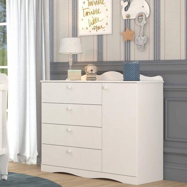 Cômoda Infantil 4 Gavetas Aquarela Espresso Móveis Branco Cômoda Infantil 4 Gavetas Aquarela Espresso Móveis Branco