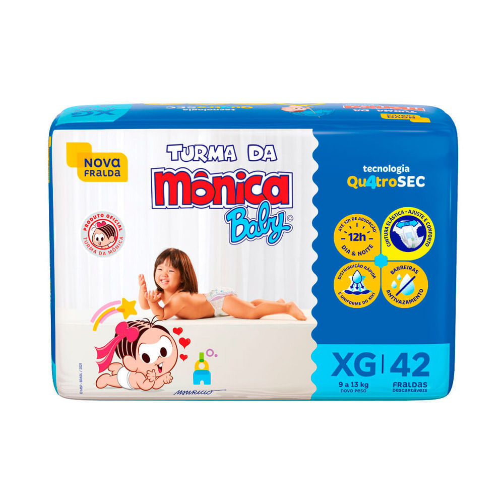 Fralda Turma da Mônica Baby Mega Tamanho XG 42 Unidades Descartáveis Fralda Turma da Mônica Baby Mega Tamanho XG 42 Unidades Descartáveis