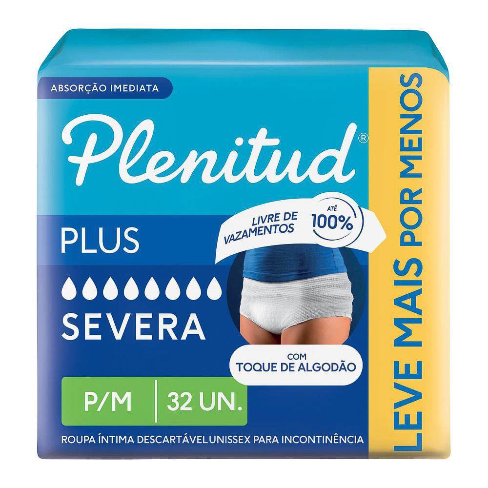 Roupa Íntima Plenitud Protect Plus Unissex Tamanho P/M 32 Unidades Leve Mais Por Menos Roupa Íntima Plenitud Protect Plus Unissex Tamanho P/M 32 Unidades Leve Mais Por Menos
