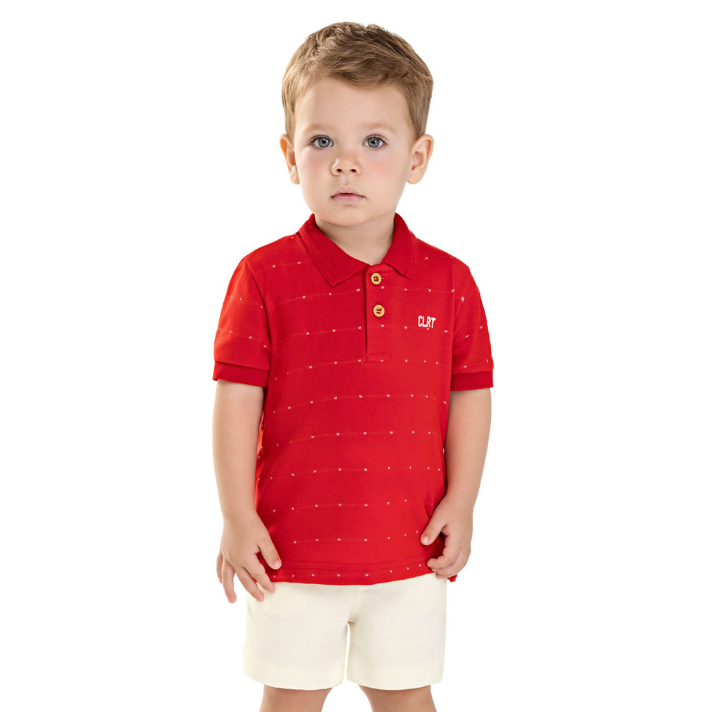Conjunto Infantil Menino Polo Trabalhada Colorittá Vermelho Conjunto Infantil Menino Polo Trabalhada Colorittá Vermelho