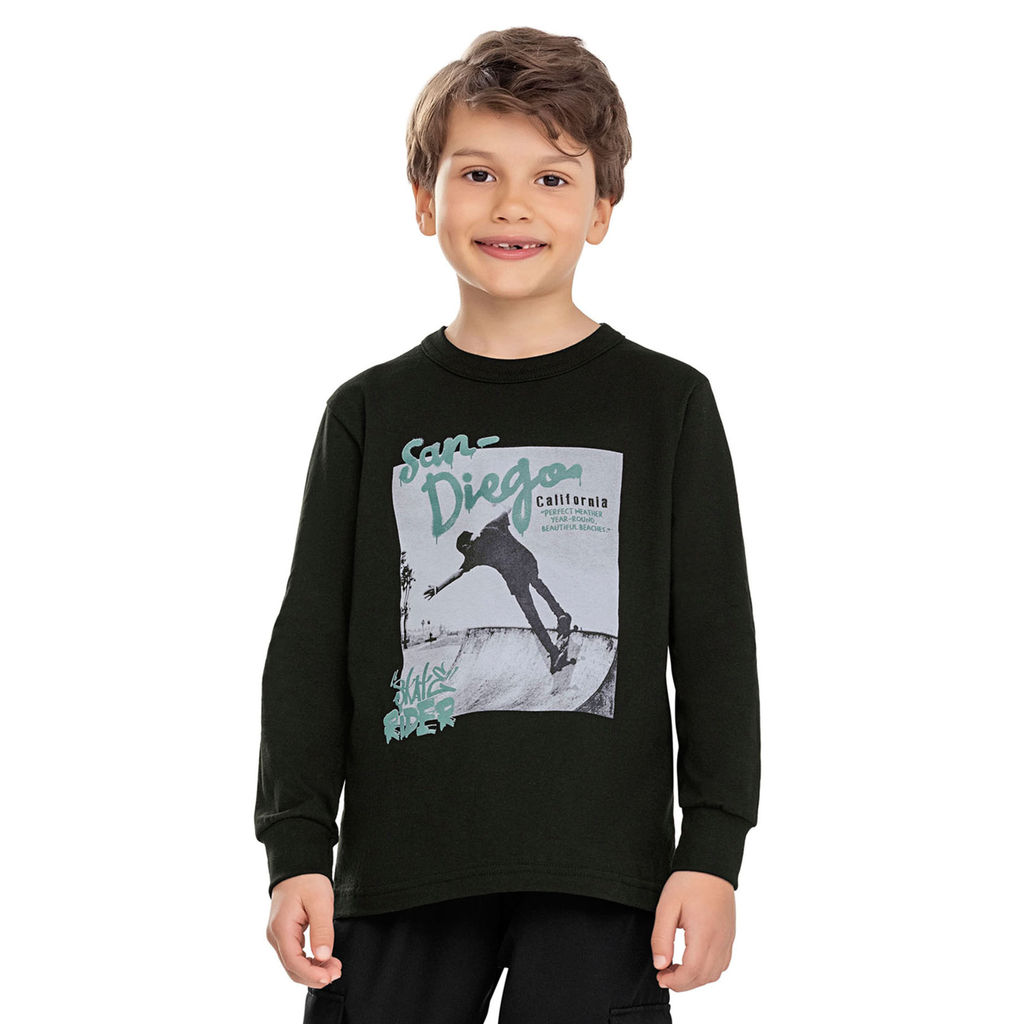 Camiseta Manga Longa Infantil Menino Urbano Elian Preto Camiseta Manga Longa Infantil Menino Urbano Elian Preto