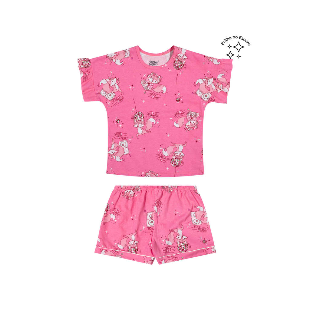 Pijama Curto Infantil Menina Raposa Elian Rosa Pijama Curto Infantil Menina Raposa Elian Rosa
