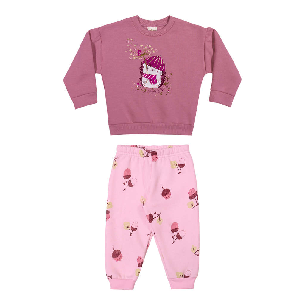 Conjunto Longo Bebê Menina Bichinho Fofo Elian Rosa Conjunto Longo Bebê Menina Bichinho Fofo Elian Rosa