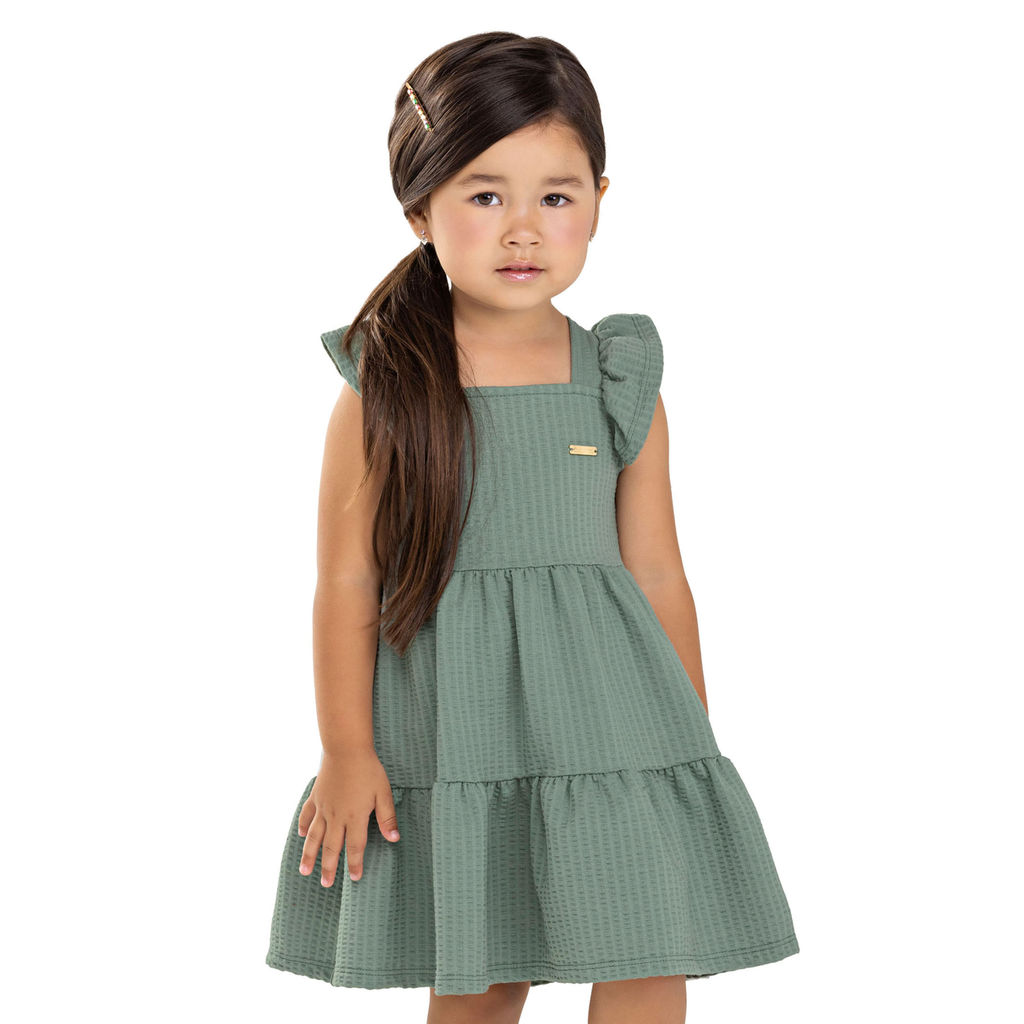 Vestido Infantil Menina Texturizado Laço Colorittá Verde Vestido Infantil Menina Texturizado Laço Colorittá Verde
