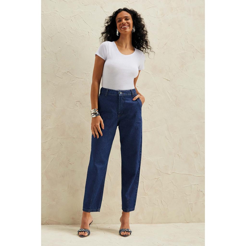 Calça Feminina Balloon Jeans Marialícia Azul Calça Feminina Balloon Jeans Marialícia Azul