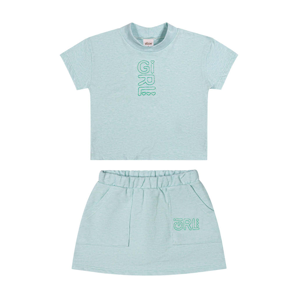 Conjunto Infantil Menina Monocromático Elian Verde Conjunto Infantil Menina Monocromático Elian Verde