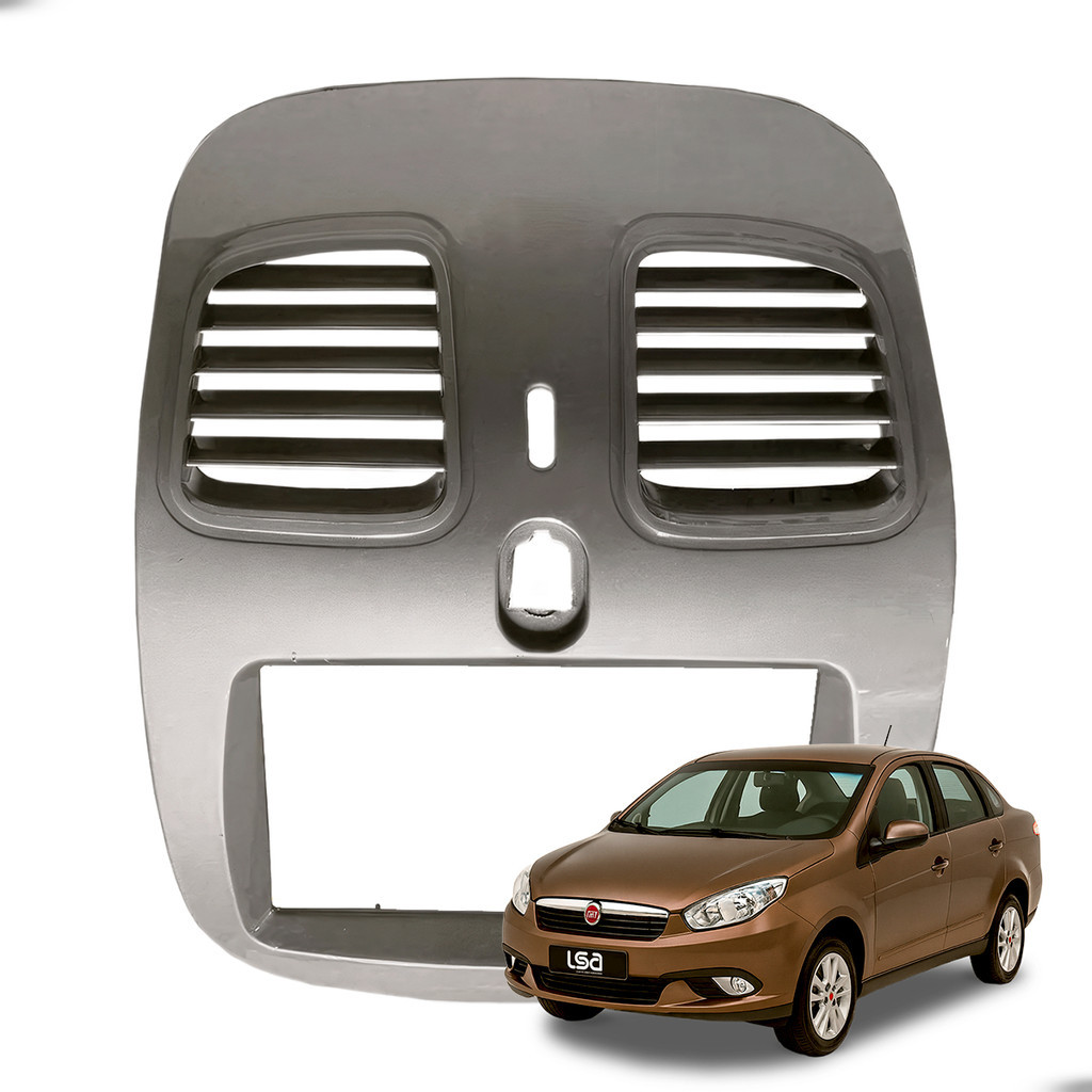 Moldura Painel Central 7 Polegadas Fiamon MP5 Fiat Grand Siena Palio Sporting Cor Champagne Fácil Instalação Moldura Painel Central 7 Polegadas Fiamon MP5 Fiat Grand Siena Palio Sporting Cor Champagne Fácil Instalação