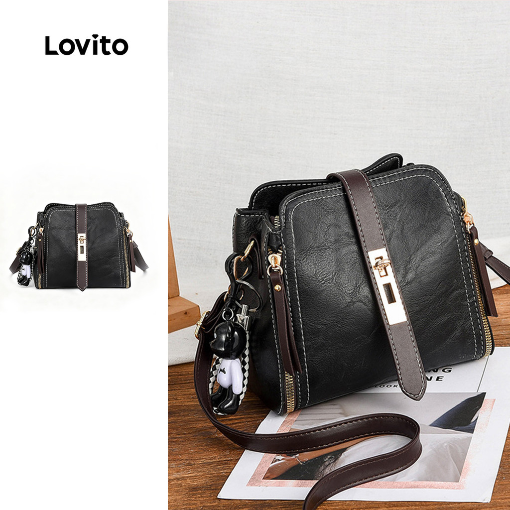 Lovito Bolsa De Ombro Pequena Casual Simples Básica Pequena Bolsa De Ombro Para Mulheres LNA32140 (Preto) Lovito Bolsa De Ombro Pequena Casual Simples Básica Pequena Bolsa De Ombro Para Mulheres LNA32140 (Preto)