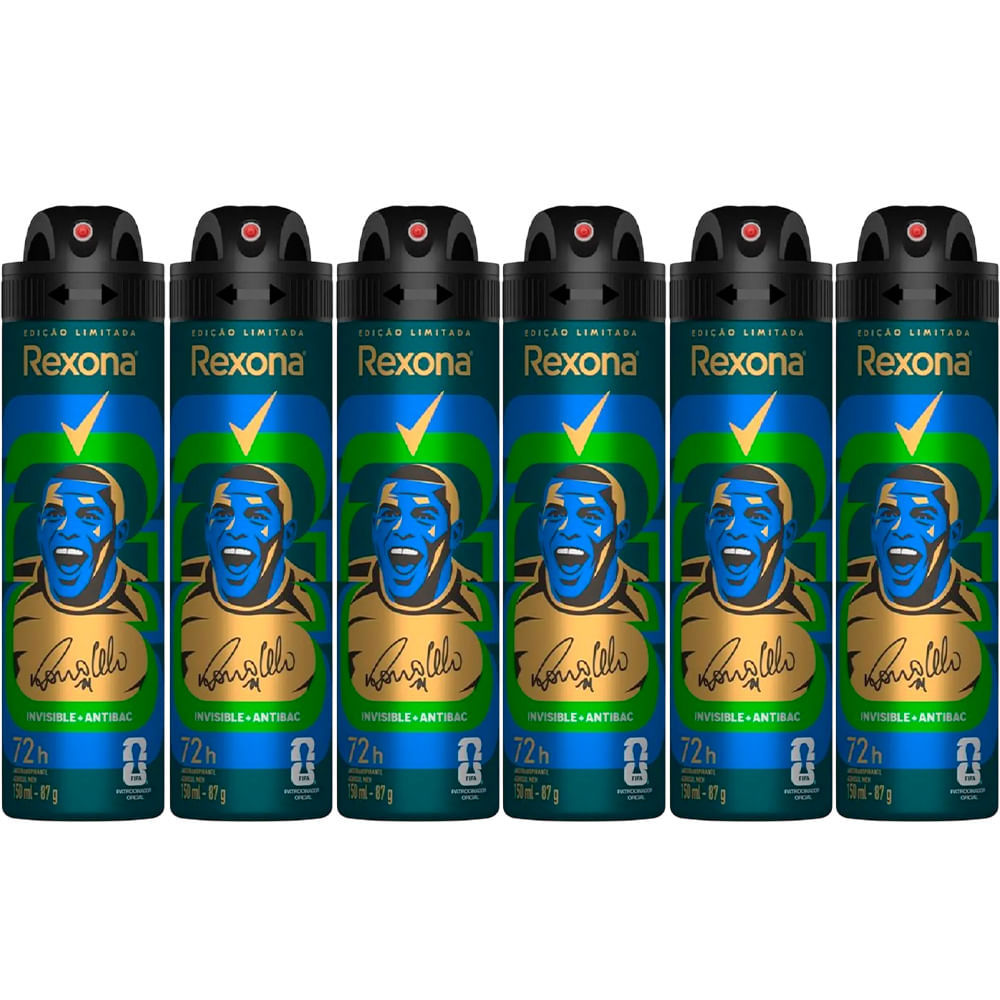 Kit Desodorante Aerosol Rexona Antibacterial+Invisible Men 150ml – 6 Unidades Kit Desodorante Aerosol Rexona Antibacterial+Invisible Men 150ml – 6 Unidades
