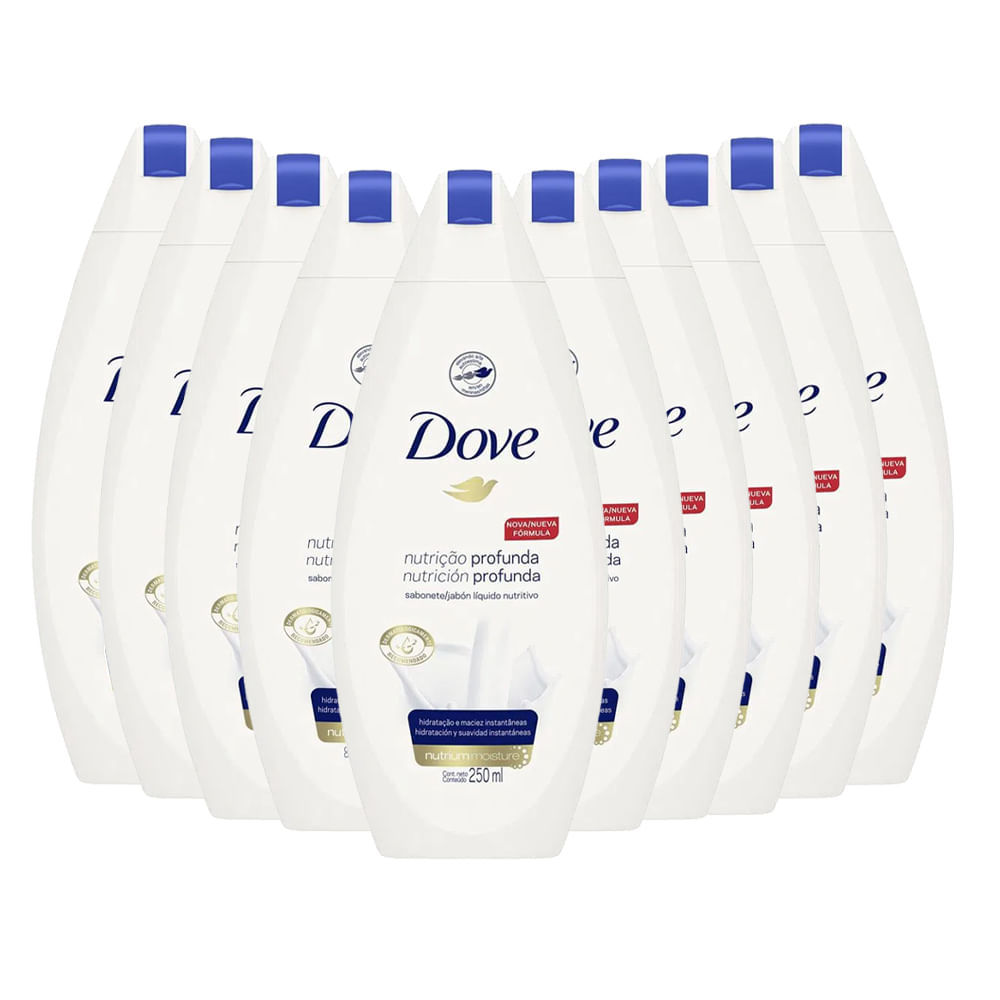 Kit 10 Sabonetes Líquido Dove Nutrição Profunda 250ml Kit 10 Sabonetes Líquido Dove Nutrição Profunda 250ml