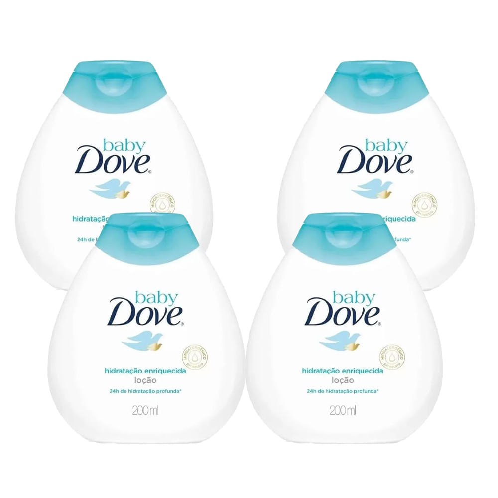 Kit 4 Cremes Hidratantes Corporais Baby Dove Hidratação Enriquecida 200ml Kit 4 Cremes Hidratantes Corporais Baby Dove Hidratação Enriquecida 200ml