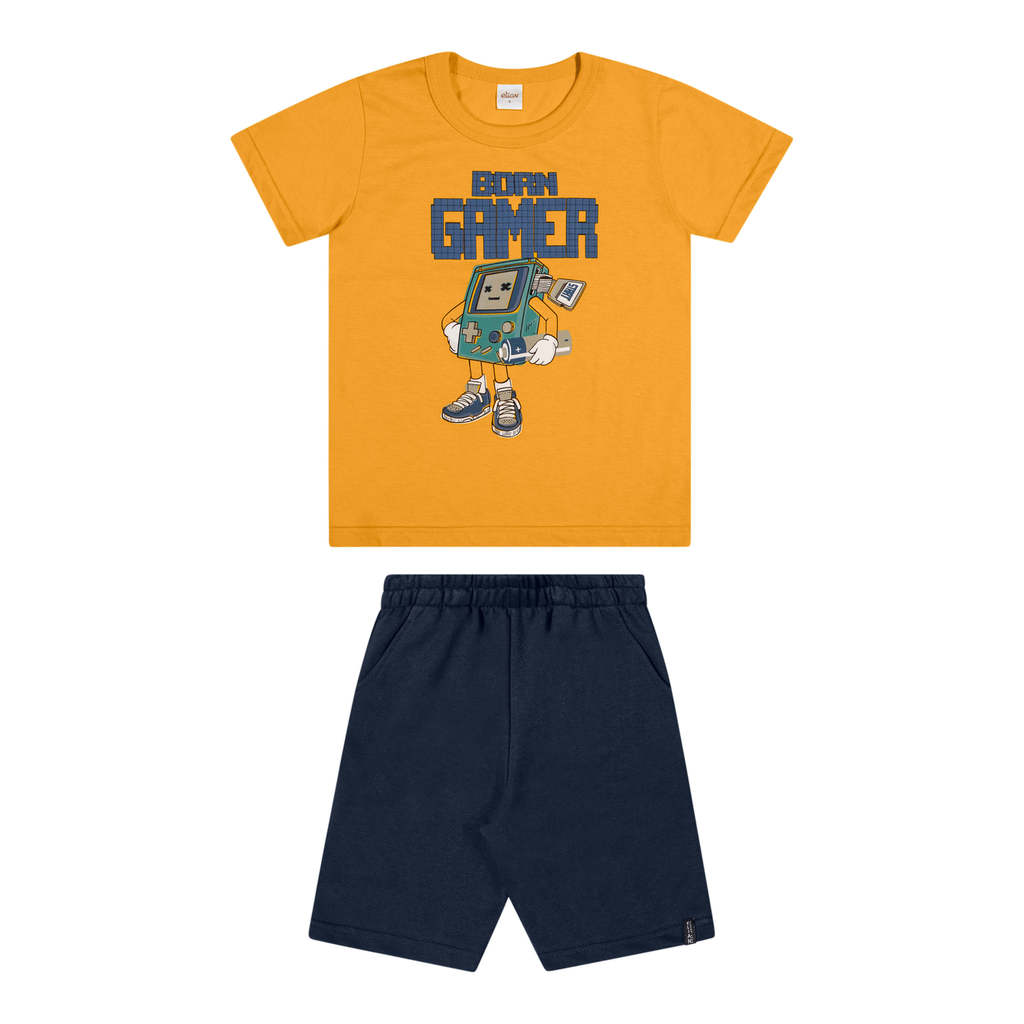 Conjunto Infantil Menino Gamer Elian Amarelo Conjunto Infantil Menino Gamer Elian Amarelo