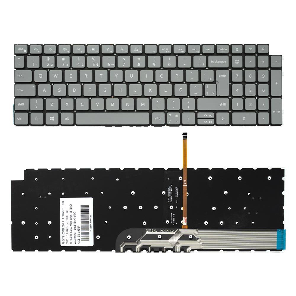 Teclado para Notebook Dell Inspiron 15-3511 ABNT2 Cinza Claro Teclado para Notebook Dell Inspiron 15-3511 ABNT2 Cinza Claro