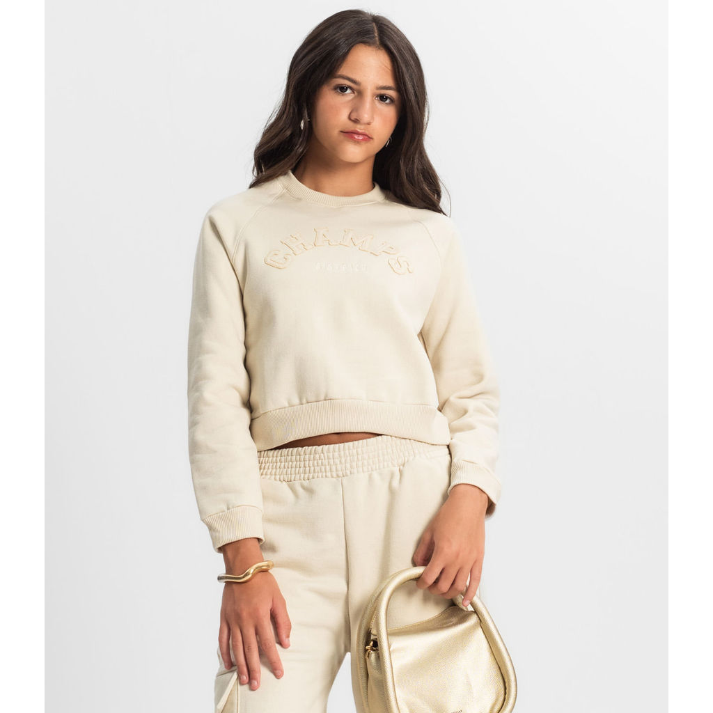 Moletom Juvenil Feminino Em Moletom Minty Bege