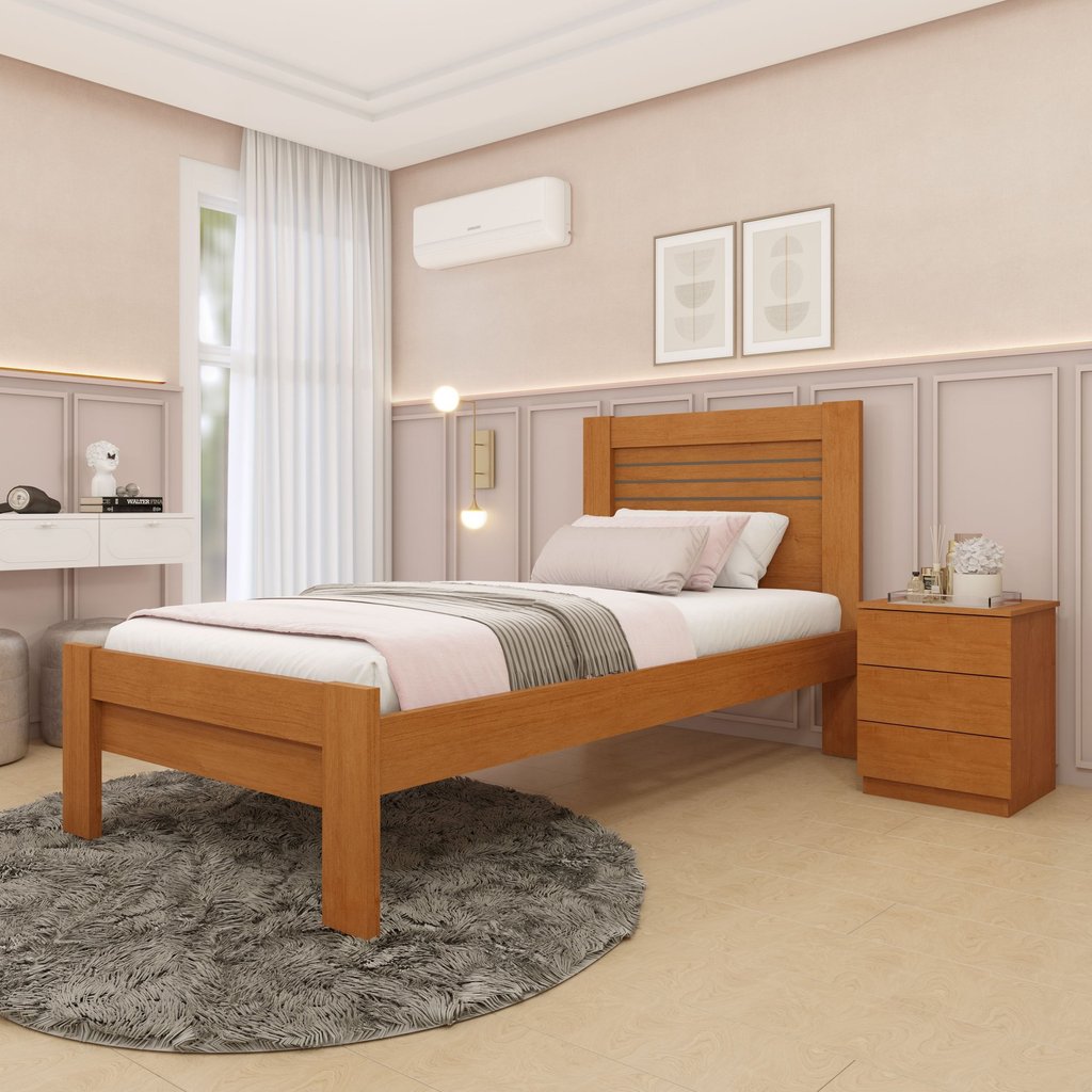 Cama Solteiro 100% MDF Safira Cinamomo Cama Solteiro 100% MDF Safira Cinamomo