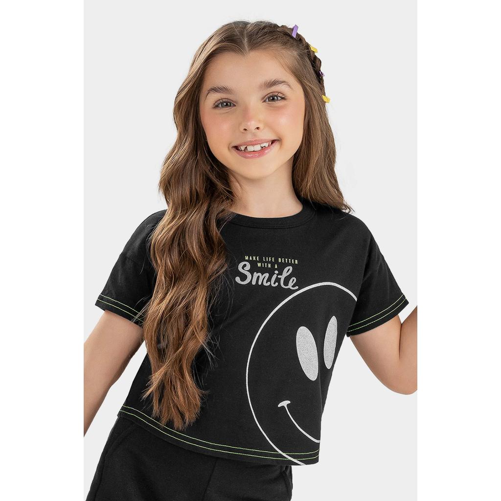 Blusa Infantil Menina Smile Elian Preta Blusa Infantil Menina Smile Elian Preta