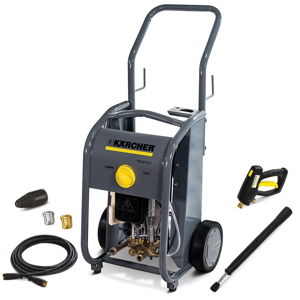 Lavadora de alta pressão 2.175 libras monofásica – HD6/15 CAGE PLUS – Karcher Lavadora de alta pressão 2.175 libras monofásica – HD6/15 CAGE PLUS – Karcher