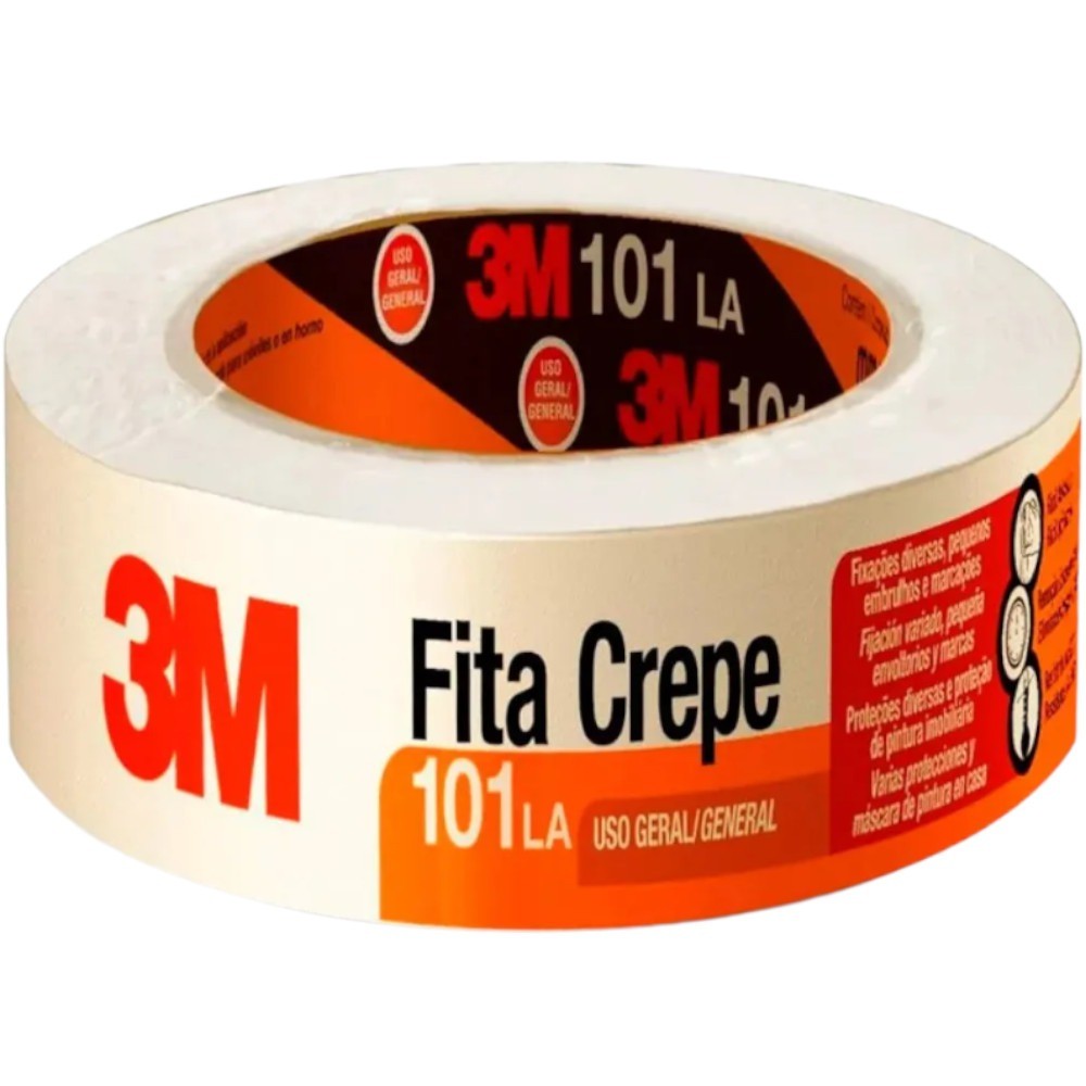 Fita crepe adesiva para uso geral 48 mm x 50 m – 101 LA – 3M Fita crepe adesiva para uso geral 48 mm x 50 m – 101 LA – 3M