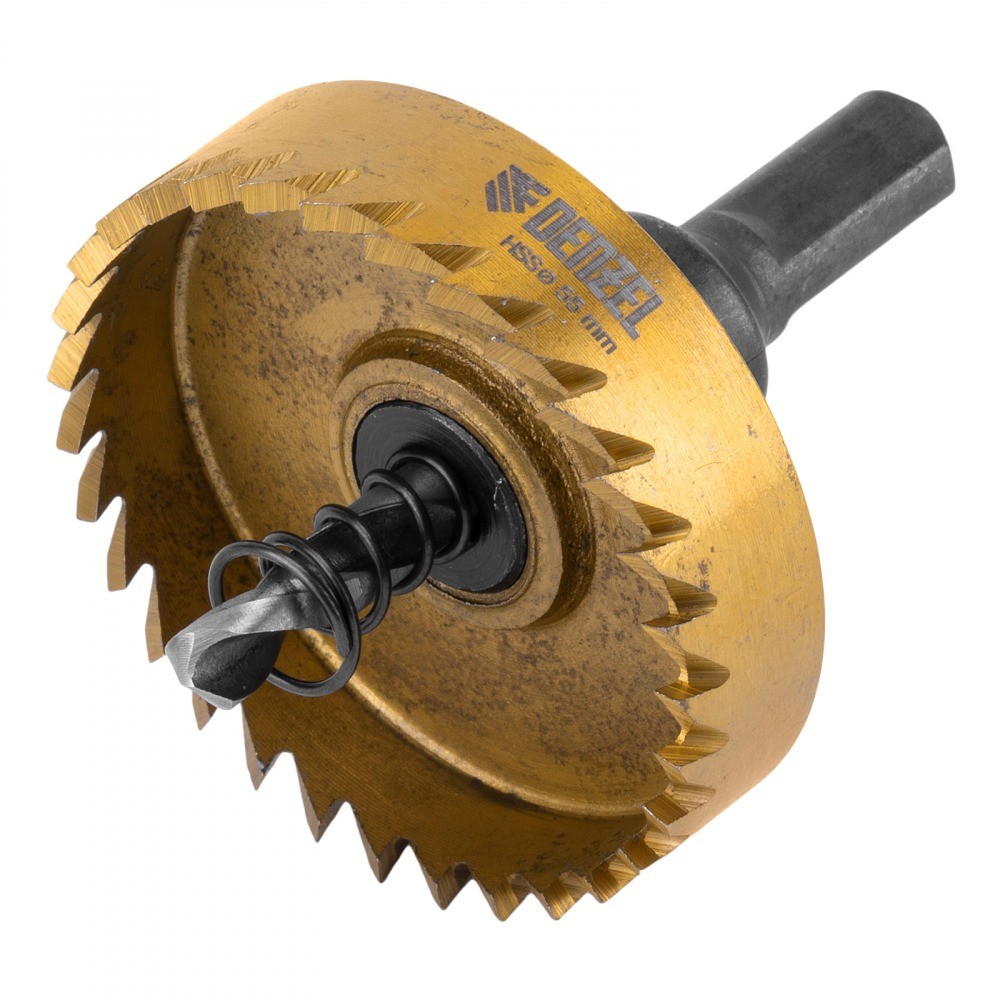 Serra copo para metal 55 mm revestimento em Nitreto de Titânio com suporte Denzel Serra copo para metal 55 mm revestimento em Nitreto de Titânio com suporte Denzel