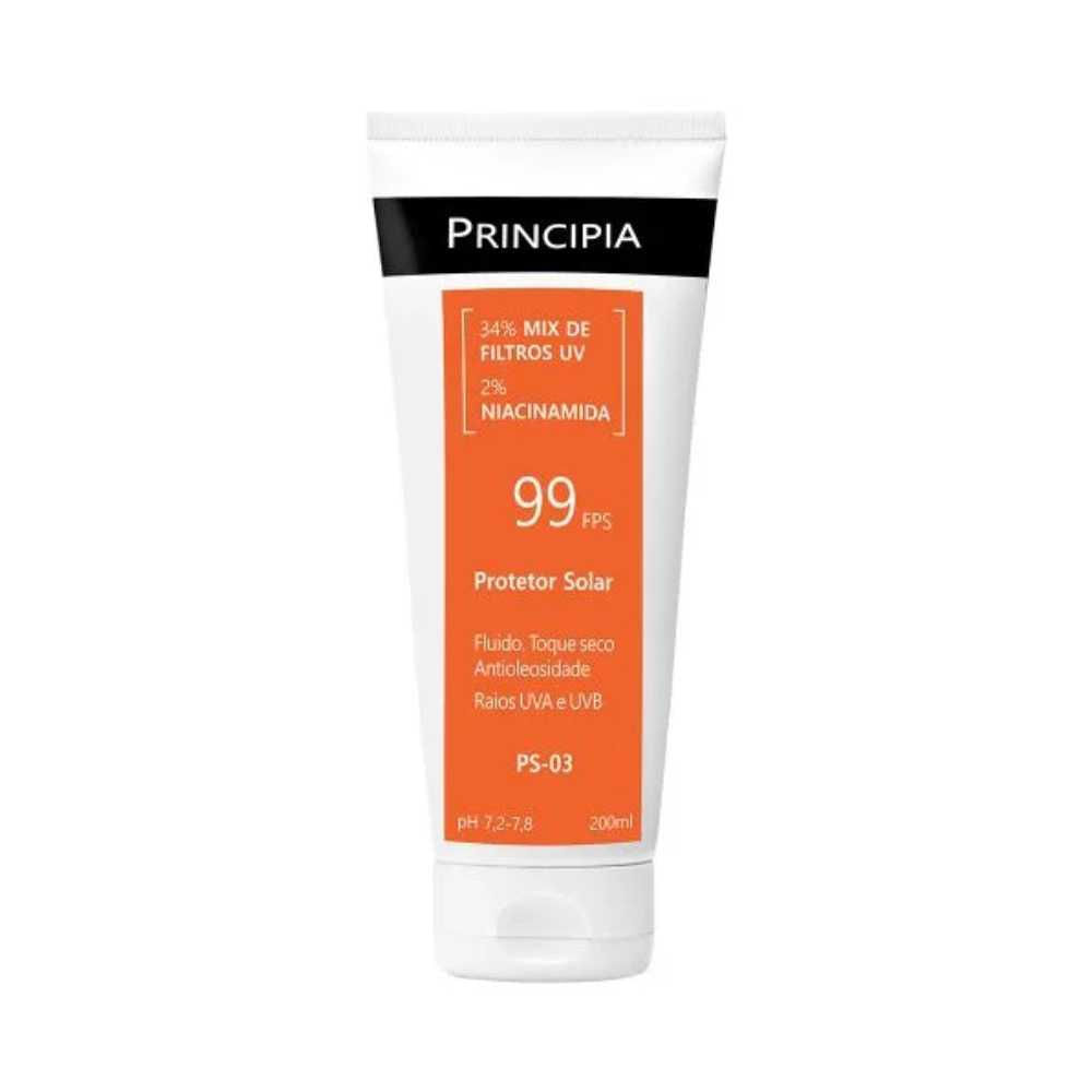 Protetor Solar Principia FPS 99 Toque Fluido e Toque Seco PS 03 com 200ml Protetor Solar Principia FPS 99 Toque Fluido e Toque Seco PS 03 com 200ml