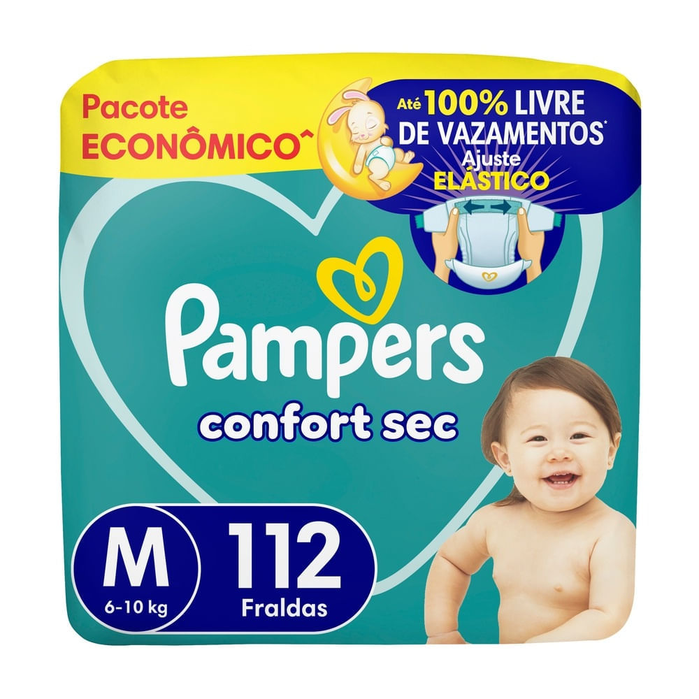 Fralda Pampers Confort Sec Tamanho M 112 Unidades Descartáveis