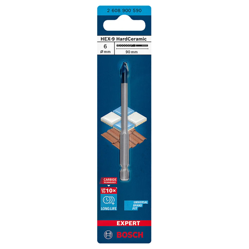 Broca para porcelanato 6mm EXPERT HEX-9 Hard Ceramic Bosch