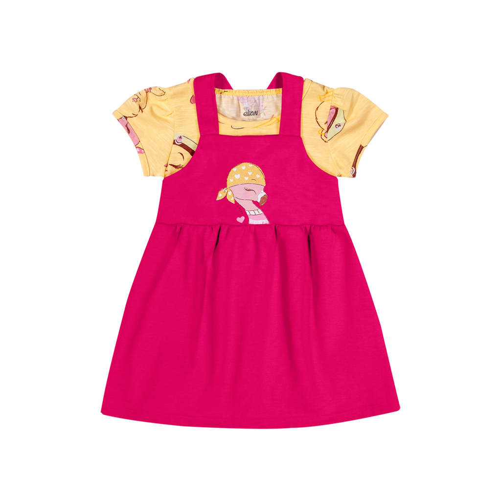 Conjunto Bebê Menina Flamingo Curto Elian Amarelo Conjunto Bebê Menina Flamingo Curto Elian Amarelo