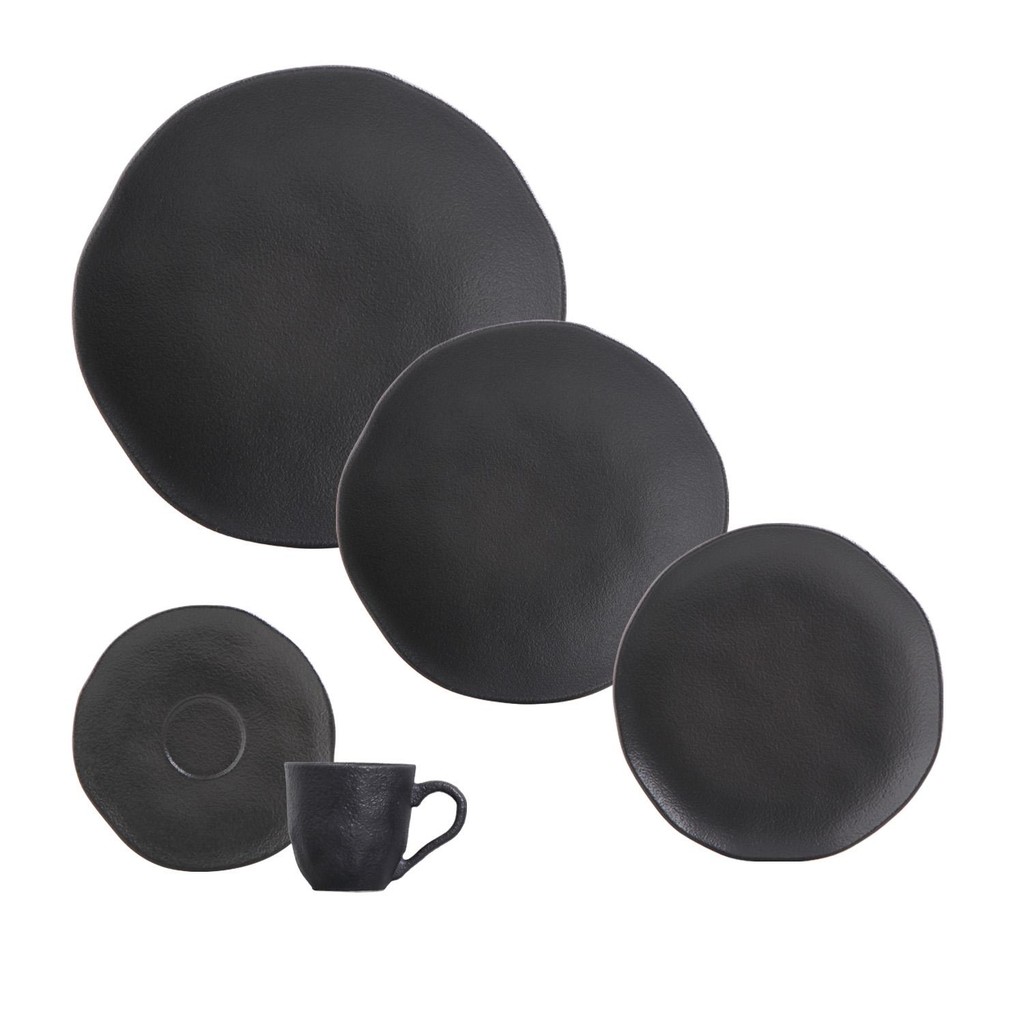 Aparelho de Jantar 20 Peças Orgânico Preto Matte Aparelho de Jantar 20 Peças Orgânico Preto Matte