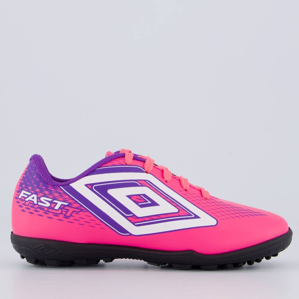 Chuteira Umbro Fast II Society Juvenil Rosa e Roxa Chuteira Umbro Fast II Society Juvenil Rosa e Roxa