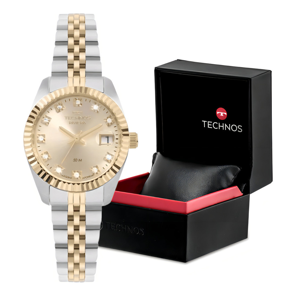Relógio Technos Feminino Riviera Bicolor – 2015cem/1x Relógio Technos Feminino Riviera Bicolor – 2015cem/1x