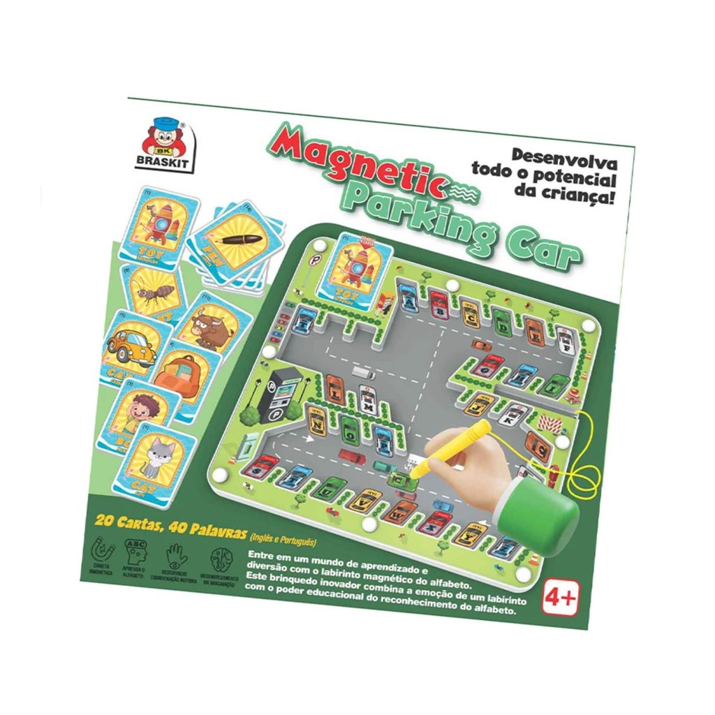 Jogo Magnetic Parking Car c/ 20 cartas com 40 palavras em inglês Braskit – 2306 Jogo Magnetic Parking Car c/ 20 cartas com 40 palavras em inglês Braskit – 2306