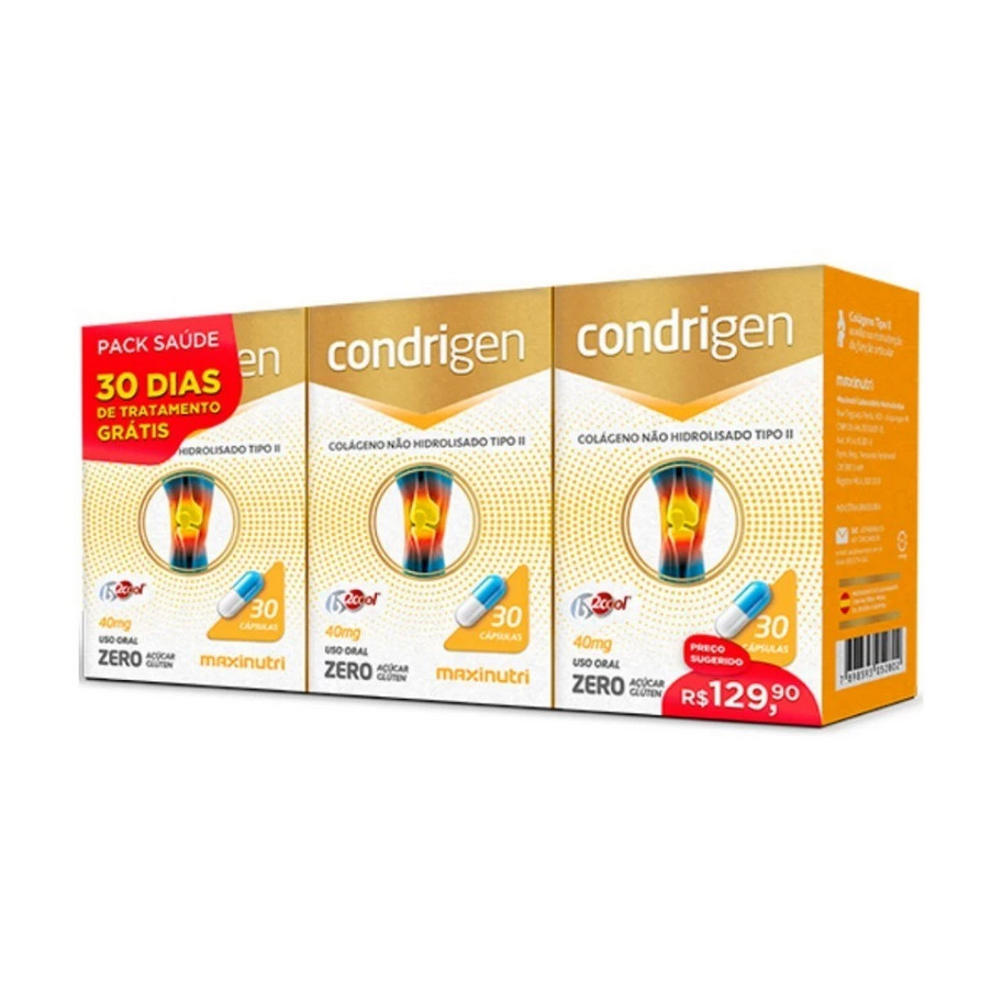 Kit 3 Condrigen 40mg (3x 30 Cáps) Colágeno Tipo 2 Maxinutri Kit 3 Condrigen 40mg (3x 30 Cáps) Colágeno Tipo 2 Maxinutri