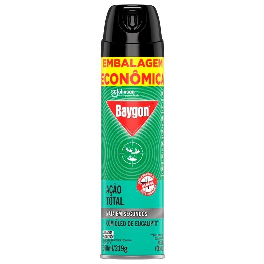 Inseticida Aerossol Baygon Ação Total Eucalipto 360ml Embalagem Econômica
