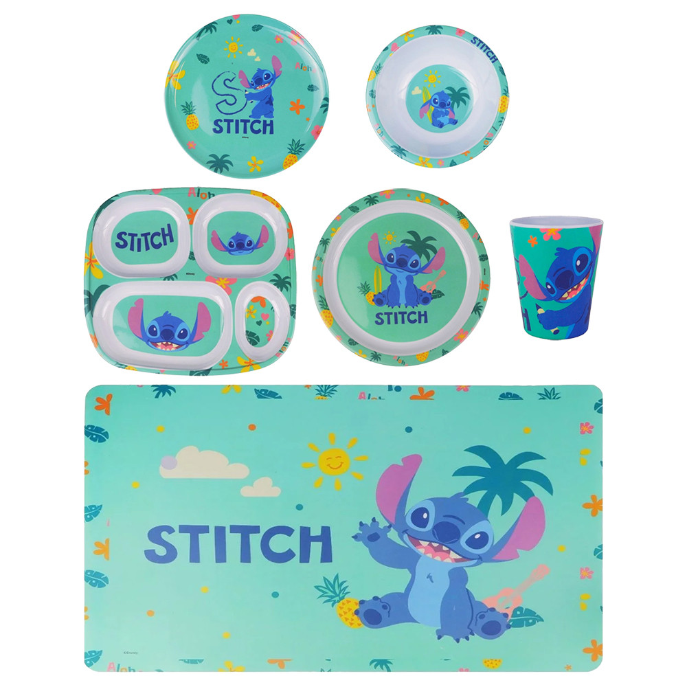 Kit Alimentação Infantil Pratos Copo Bandeja Disney Stitch Kit Alimentação Infantil Pratos Copo Bandeja Disney Stitch