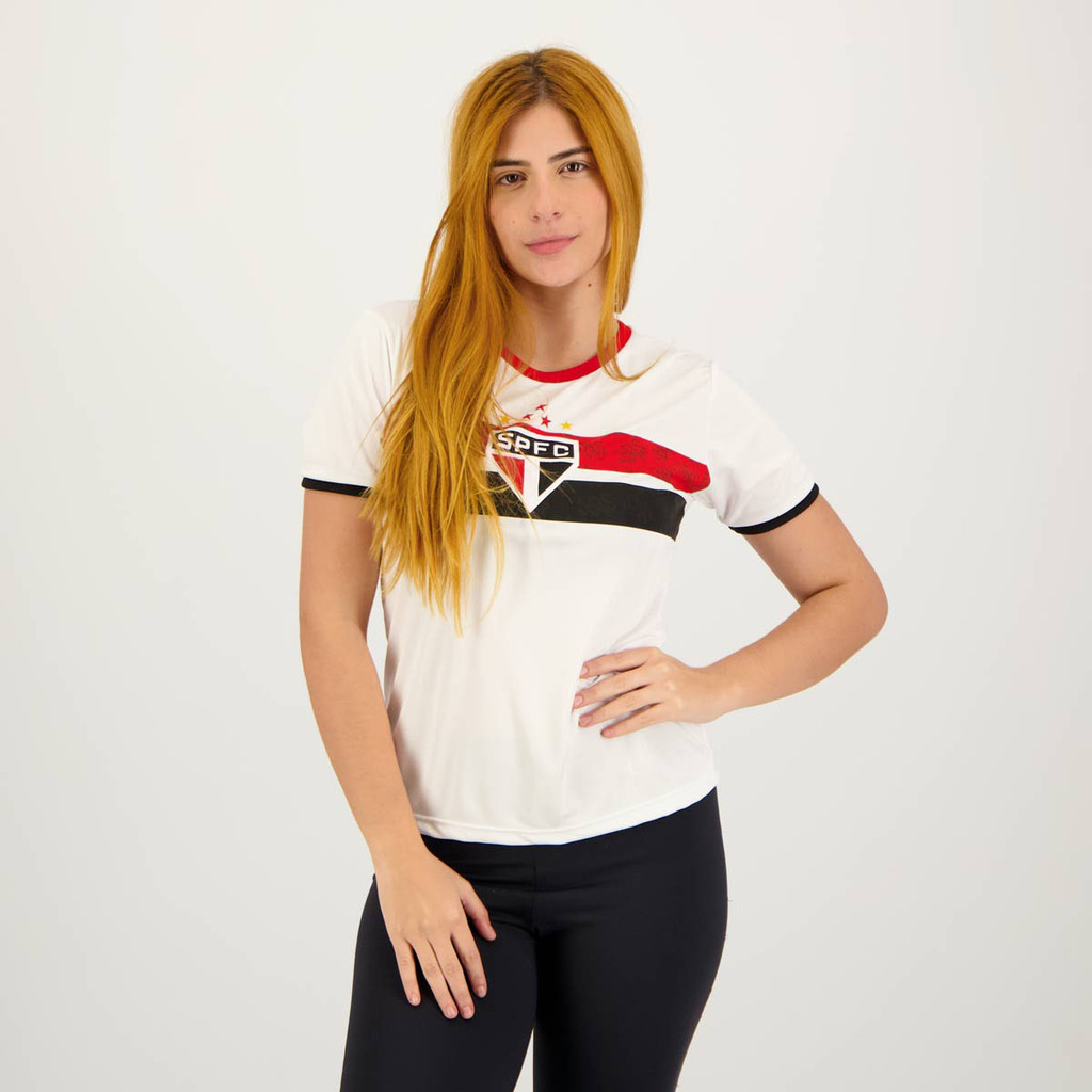 Camisa São Paulo Stencil Feminina Branca Camisa São Paulo Stencil Feminina Branca