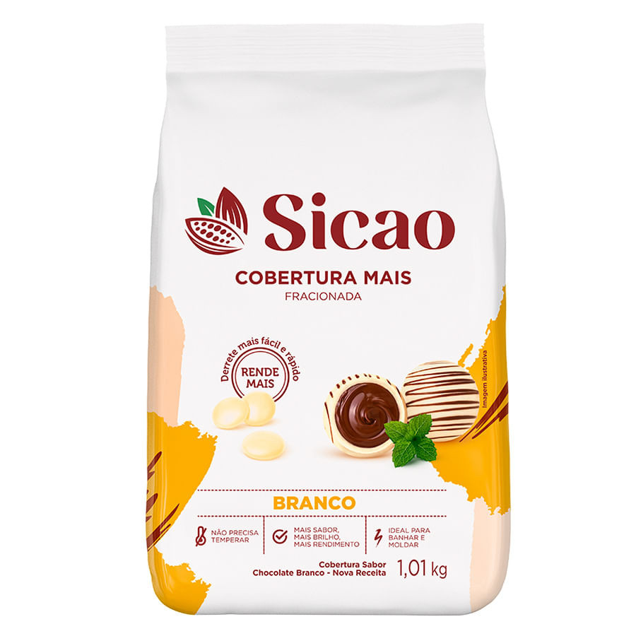 Chocolate Cobertura Fracionado Branco Sicao Mais 1,01KG Chocolate Cobertura Fracionado Branco Sicao Mais 1,01KG