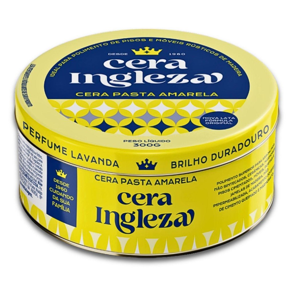 Cera Pasta 300G Ingleza Amarela Brilho Aplicável Em Madeira Cera Pasta 300G Ingleza Amarela Brilho Aplicável Em Madeira