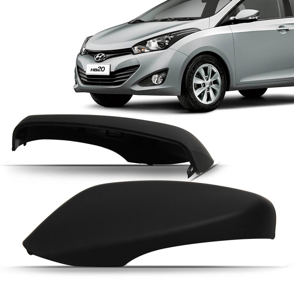 Capa Retrovisor Hb20 2012 2013 2014 2015 2016 2017 2018 Preto Texturizado Com Seta
